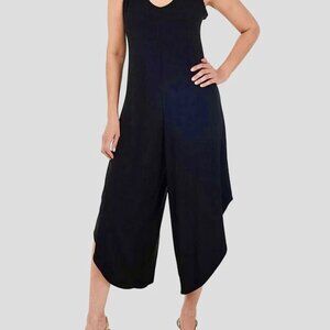 Nick and Nash Elegant Black Sleeveless Wide Leg Cropped Jumpsuit Large